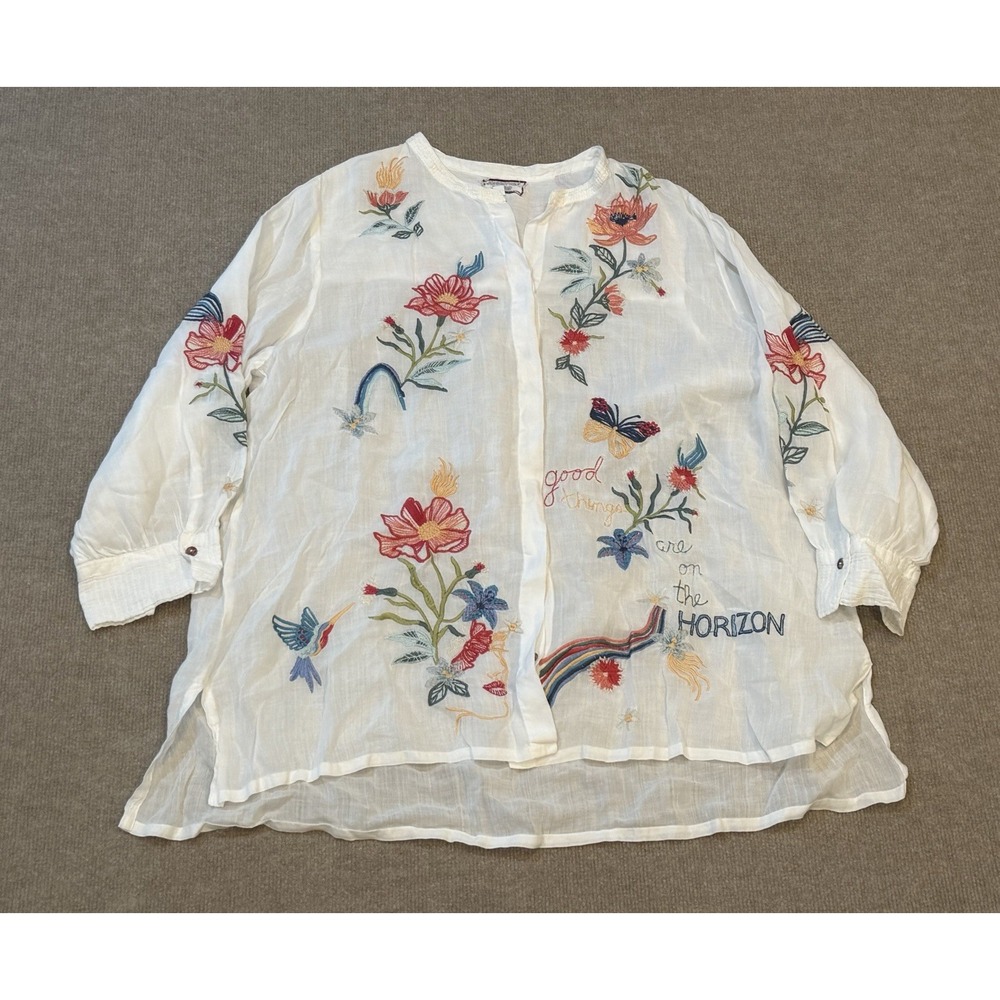 Johnny Was Workshop Jordan Voyager Tunic Size XL Good Things are On The Horizon
